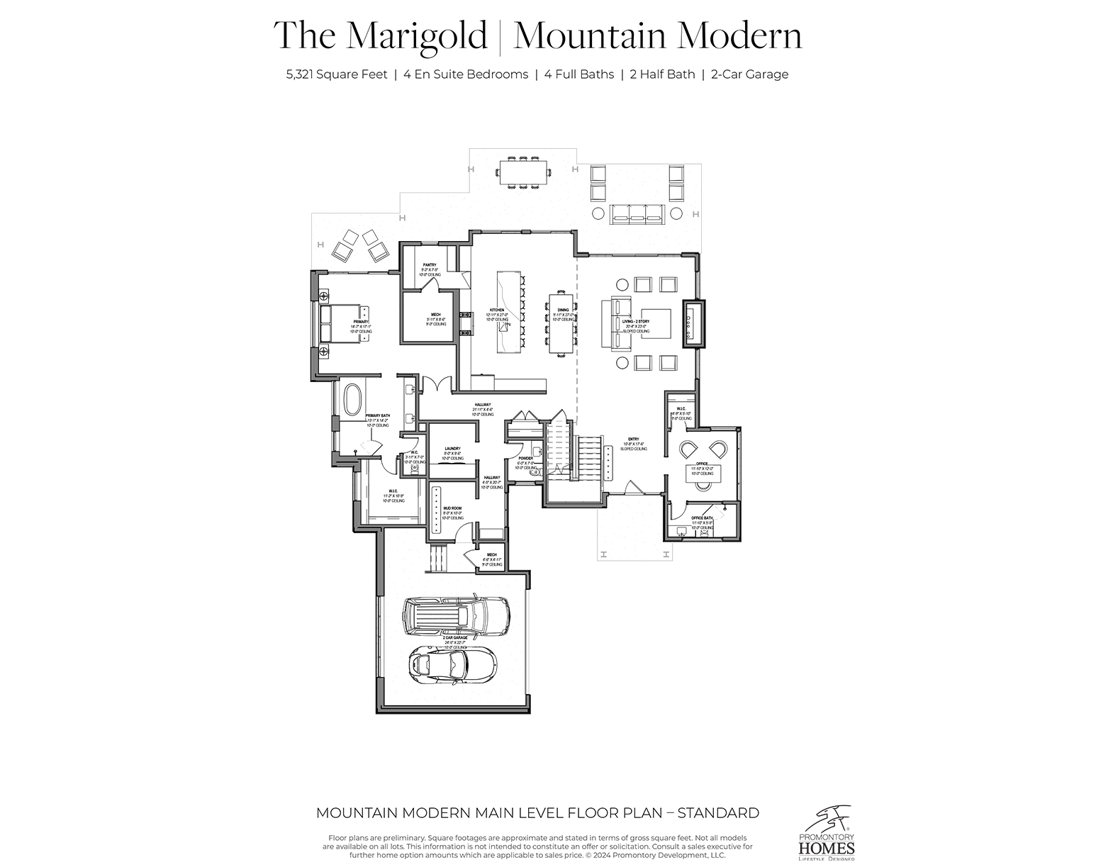 Floorplan for the Marigold model home in Promontory Club